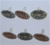 Six Classic Augusta National Golf Club 1970's Red/Blue Ball Markers