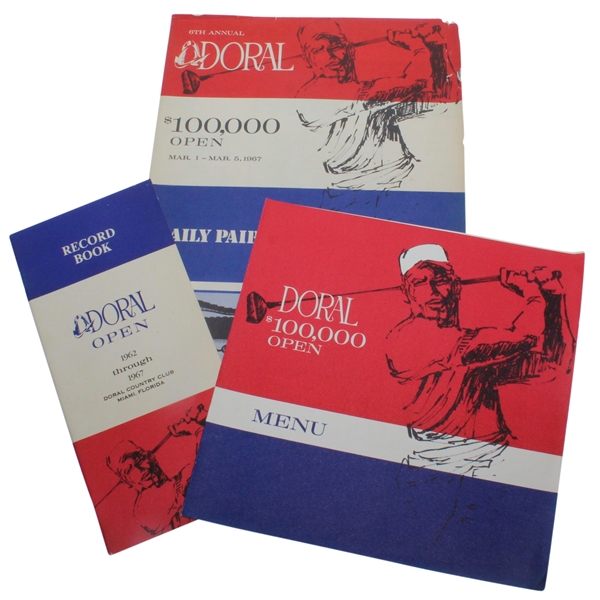 1967 Doral Open Pairing Sheet, Menu, & 1992-1967 Record Book