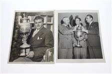 Eight British Amateur Champs with Trophies Wire Photos - 1935, 38, 48, 51, 58-59, 63, & 66
