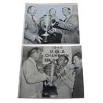 Two Ben Hogan with PGA Championship Trophy Wire Photos - 1946 & 1948