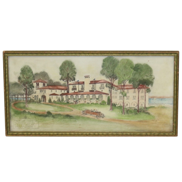 1930s Clubhouse at Forest Lake CC Original Architectural Drawing - Framed