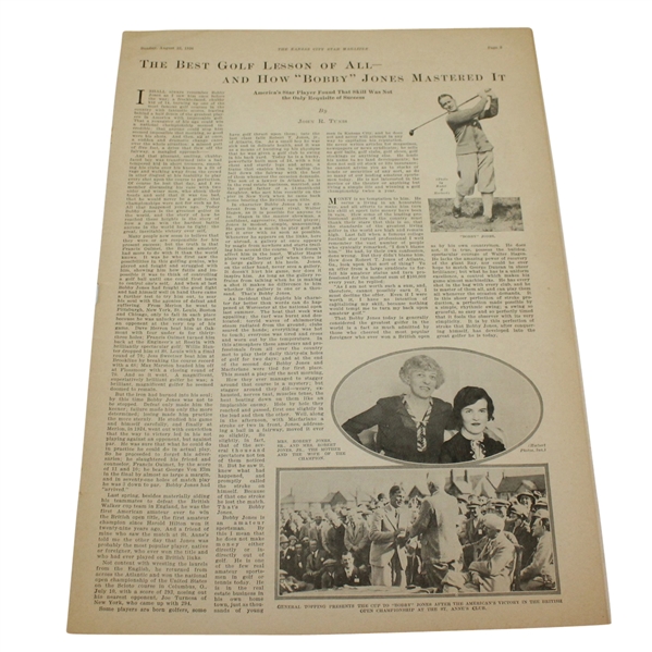 1926 Kansas City Star Magazine with Article on Bobby Jones