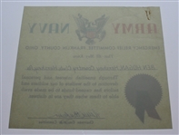 Ben Hogan's Army/Navy War Relief Fund Certificate