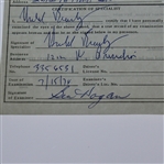 Ben Hogan's Personal Signed 1976 Driver's License Eye Exam Form JSA ALOA