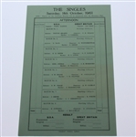 1961 The Ryder Cup at Royal Lytham & St Annes Program with Saturday Schedule/Pairing Sheet