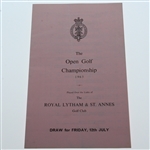 Bob Charles Signed 1963 Open at Royal Lytham Program with Friday Draw Sheet JSA ALOA