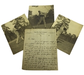 Chick Evans Signed ALS with Golf Advice Written on Reverse of Three Photos JSA ALOA