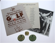 1950 Western Open Program, Contestant & Caddie Badge, WGA Guest Badge, Snead Signed Photo JSA ALOA