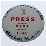 1942 Los Angeles Open Ben Hogan Champ Wire Photo with Press Pass Badge 