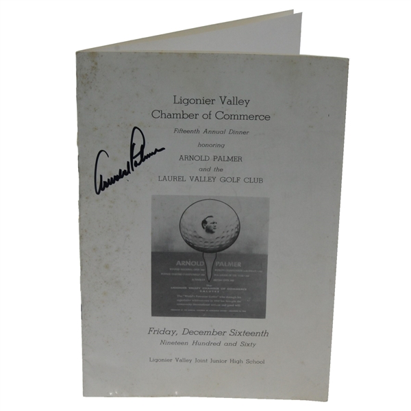Arnold Palmer Signed 1960 Ligonier Chamber of Commerce Dinner Program JSA ALOA