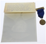 President Eisenhower Lot: 1956 Wire Photo & Official Badge w/ Ribbon of “The Ike Golf Championship”