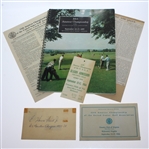 1955 US Amateur Program, Ticket, Scorecard, Entry Form, & Harvie Ward Signed 3x5 JSA ALOA