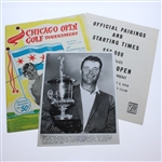 1958 Chicago Open Program, Pairing Sheet, & Winner Venturi 8x10 w/Trophy