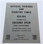 1958 Chicago Open Program, Pairing Sheet, & Winner Venturi 8x10 w/Trophy