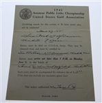 1941 Public Links Entry Form, Application, Announcement, & Contestant Badge