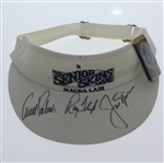 Arnold Palmer, Jack Nicklaus, & Ray Floyd Signed Skins Game Visor with Badge JSA ALOA