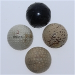 Four Classic Golf Balls - Porky Oliver, Top-Flite, Unamarked Mesh, & Dunlop 65 in Cover