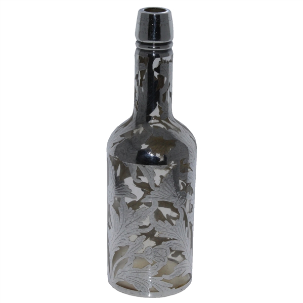 1934 Ormond Beach Golf Club Sterling Silver Overlay with Scottish Thistles Decanter Trophy