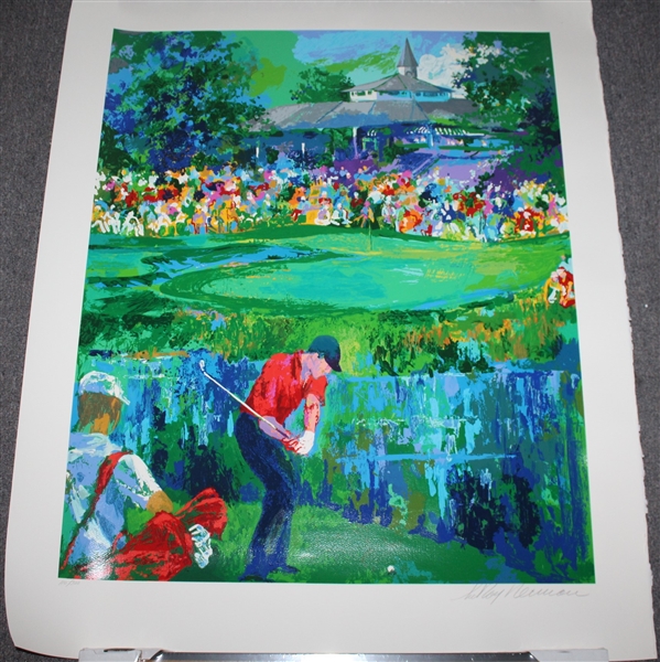 LeRoy Neiman Signed Ltd Ed 110/300 Tiger Woods 2000 Valhalla JSA ALOA