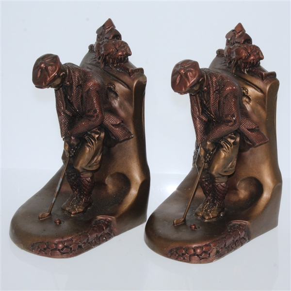 Pair of Austin Sculpture Golfer Bookends - Roth Collection