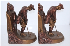 Pair of Austin Sculpture Golfer Bookends - Roth Collection