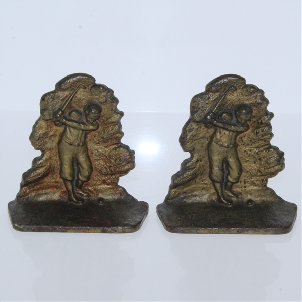 Two Vintage Golfer Themed Bookends - Roth Collection