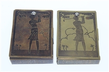 Two Classic Woman Golfer Playing Card Holders - Roth Collection