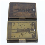 Two Classic Woman Golfer Playing Card Holders - Roth Collection