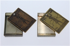 Two Classic Woman Golfer Playing Card Holders - Roth Collection