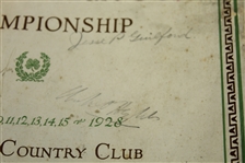 Bobby Jones Signed 1928 US Amateur at Brae Burn CC Program - Rare JSA FULL #Z54632