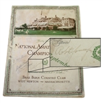 Bobby Jones Signed 1928 US Amateur at Brae Burn CC Program - Rare JSA FULL #Z54632