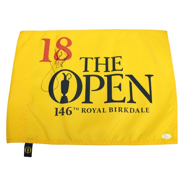 Jordan Spieth Full Signature 2017 Open Championship at Royal Birkdale Flag JSA #Z06445