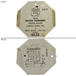 1942 Masters Sunday Ticket Signed by Bobby Jones, Craig Wood, Hogan, & Nelson JSA ALOA