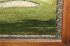 19th Century Golf Course Painting - Golfer's on the Putting Green - Framed