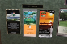 Tickets/Badges from ALL Tiger Woods Major Victories with Signed UDA 8x10 Photo - Framed