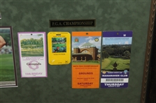 Tickets/Badges from ALL Tiger Woods Major Victories with Signed UDA 8x10 Photo - Framed