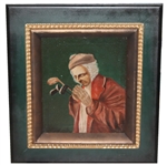 Golf Themed Caddie Original Oil Painting Encased on 100+ Year Old Frame