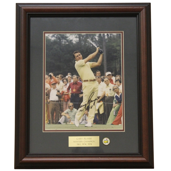 Gary Player Signed Masters Shot Display with Notation - Framed JSA ALOA