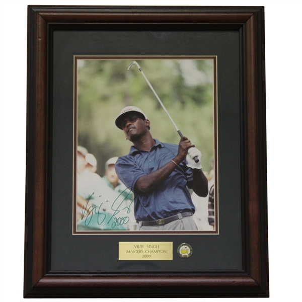 Vijay Singh Signed Masters Shot Display with Notation - Framed JSA ALOA