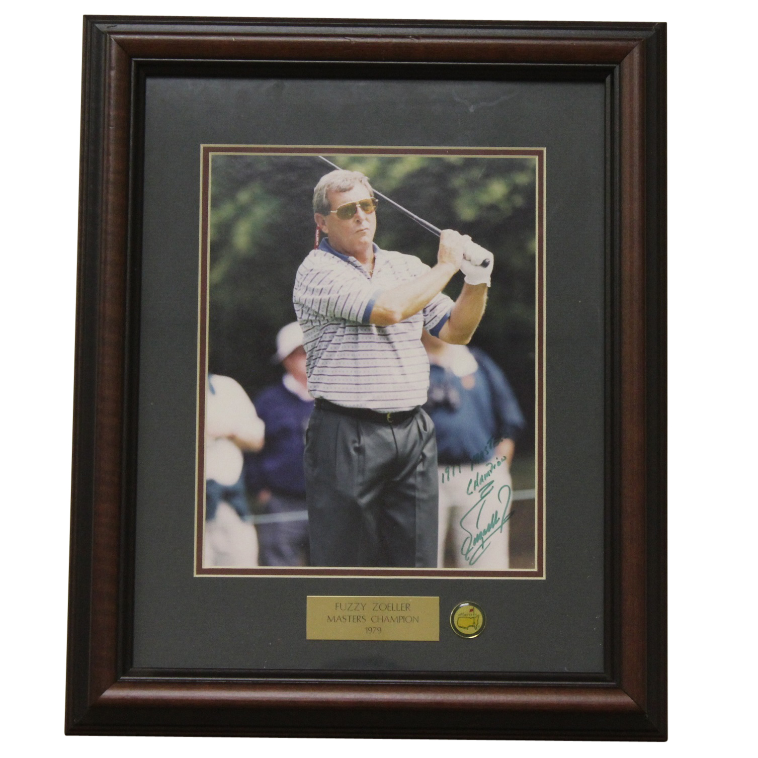Lot Detail - Fuzzy Zoeller Signed Masters Shot Display with Notation ...