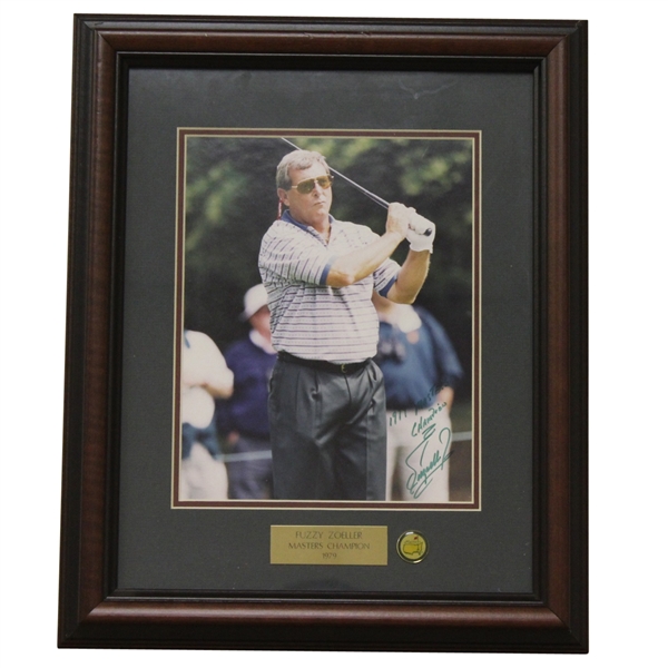 Fuzzy Zoeller Signed Masters Shot Display with Notation - Framed JSA ALOA