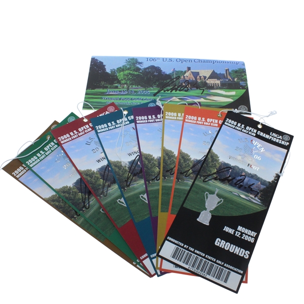 Geoff Ogilvy Signed 2006 US Open at Winged Foot Ticket Set and Info Guide - 9 Signatures JSA ALOA