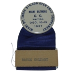 1937 Miami Biltmore $10,000 Open Contestant Badge - Bruce Coltart