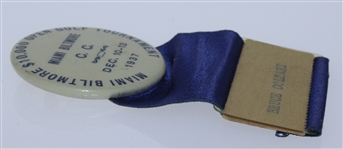 1937 Miami Biltmore $10,000 Open Contestant Badge - Bruce Coltart