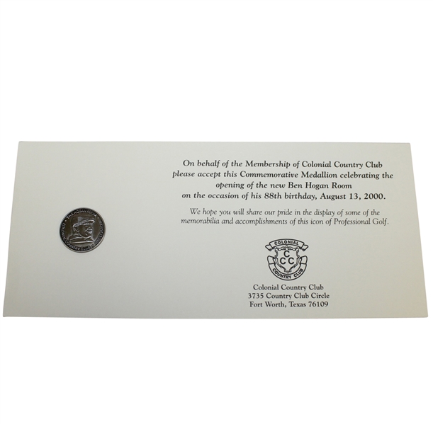 Ben Hogan Room at Colonial CC Commemorative Medallion