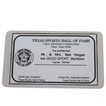 Ben & Valerie Hogans Texas Sports Hall of Fame Membership Card