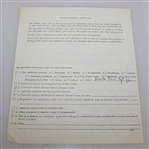 Ben Hogan's Personal Signed 1976 Driver's License Eye Exam Form JSA ALOA