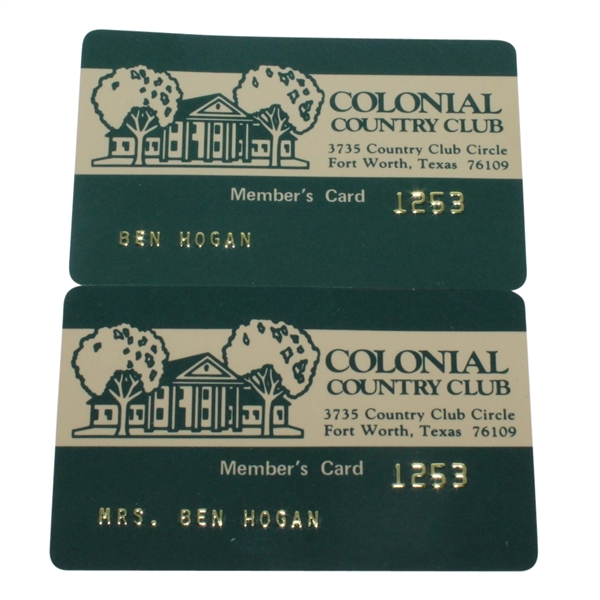 Ben and Valerie Hogans Colonial Country Club Members Cards