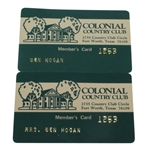 Ben and Valerie Hogans Colonial Country Club Members Cards