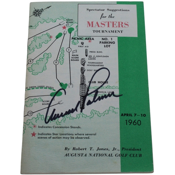 Arnold Palmer Signed 1960 Masters Spectator Guide - Arnies Second Masters Win JSA ALOA